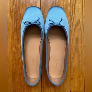 NEW DOEN Satin Ballerina Slipper Shoes Flats Blue Thistle 40 EU / 9.5 US